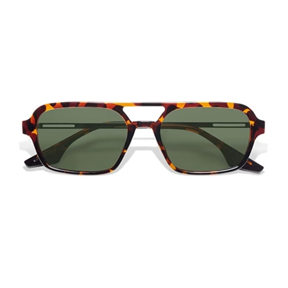 🕶Green Lens Vintage Polarized Sunglasses 70s Retro Flat Narraw